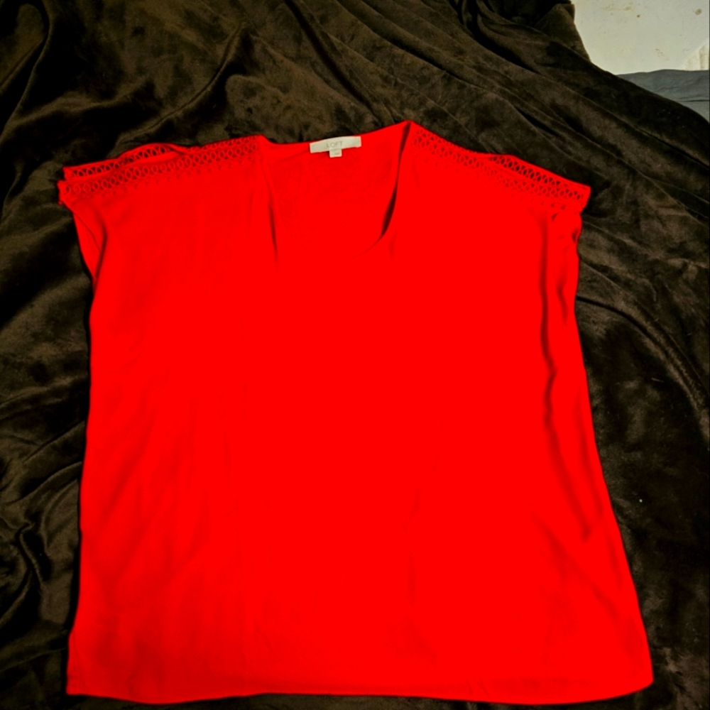 Red Top with Lace Trim